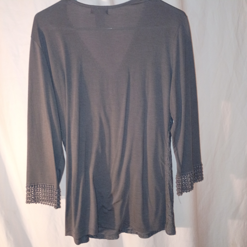 Ford Charcoal Lace V-Neck Blouse - Picture 2 of 4
